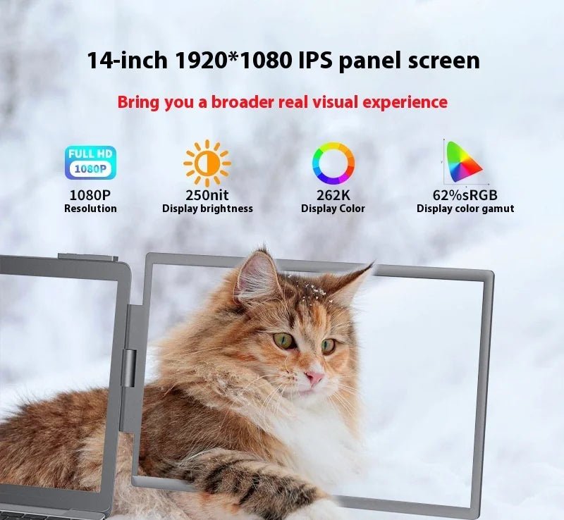 Moniteur portable 14 pouces à double écran : Optimisez votre productivité en déplacement !